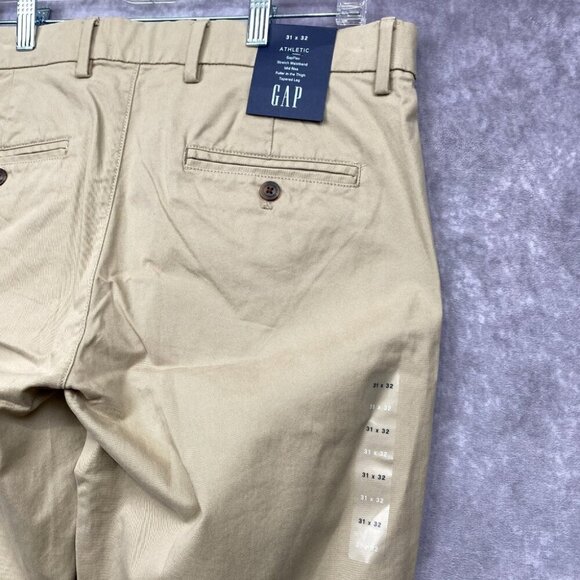 GAP GAPFLEX5 Pants Mens 31x32 Athletic Fit Tan Stretch Taper Flat Front NEW - Picture 8 of 12